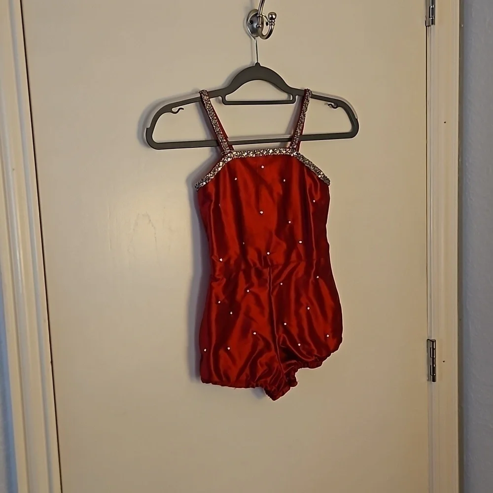 VTG 1960s HANDMADE Red Satin Rhinestone Faux Fur Christmas Portrait Outfit
